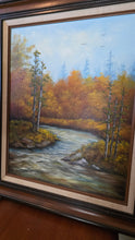 Load image into Gallery viewer, Vintage Signed Shirley Autumn River Landscape Oil Painting Framed 27x22