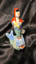 Cargar imagen en el visor de la galería, Vintage Chinese Famille Rose Guanyin on Dragon Fish Porcelain Figurine