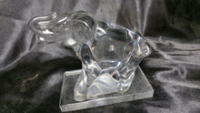 Load image into Gallery viewer, Vintage Heavy Clear Glass Elephant Figurine Paperweight With Raised Trunk