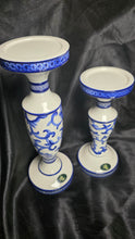Load image into Gallery viewer, Pair of Lauren Ralph Lauren Mandarin Blue Chinoiserie Candle Holders