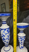 Load image into Gallery viewer, Pair of Lauren Ralph Lauren Mandarin Blue Chinoiserie Candle Holders