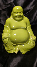 गैलरी व्यूवर में इमेज लोड करें, Glossy Lime Green Laughing Buddha Prosperity Feng Shui Ceramic Statue