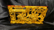 将图片加载到图库查看器,Antique Chinese Gilt Wood Carving Battle Scene Plaque Relief Panel 9"