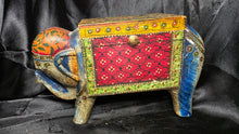 Cargar imagen en el visor de la galería, Hand Painted Rajasthani Wooden Elephant Jewelry Trinket Box