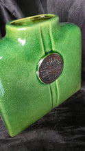 将图片加载到图库查看器,Vintage Chinese Green Crackle Glaze Square Vase Tea Caddy Oriental Medallion