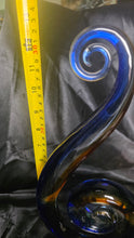 Load image into Gallery viewer, Vintage Murano Art Glass Spiral Sculpture Cobalt Blue Amber Swirl 13"