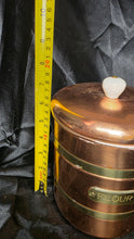 Charger l'image dans la galerie, Vintage Copper Brass Flour Canister w Ceramic Knob Lid