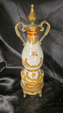 Load image into Gallery viewer, Toyo Ornate Crackle Glaze Porcelain Urn Vase With Brass Handles & Lid