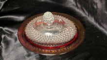 Cargar imagen en el visor de la galería, Vintage Indiana Glass Diamond Point Ruby Flash Covered Butter Dish Oval Serving Dish