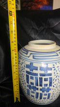 Load image into Gallery viewer, Antique Chinese Blue & White Double Happiness Porcelain Ginger Jar Vase