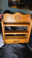 Load image into Gallery viewer, Handcrafted Rustic Wooden Wall Shelf Spice Rack w/ Drawer Country Farmhouse Display Shelf