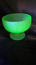 Load image into Gallery viewer, Vintage Federal Glass Colonial Fluted Uranium Glass Footed Compote Bowl | Depression Glass