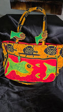 Load image into Gallery viewer, Colorful Batik Fish & Sea Turtle Canvas Tote Beach Bag with Wooden Fish Accents