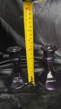 Load image into Gallery viewer, Vintage Amethyst Purple Glass Faceted Taper Candle Holders – Set of 2