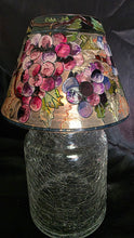 Load image into Gallery viewer, Vineyard Grapes Glass Tealight Candle Holder Lamp Crackle Glass & Hand Painted Shade