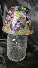 Load image into Gallery viewer, Vineyard Grapes Glass Tealight Candle Holder Lamp Crackle Glass & Hand Painted Shade