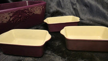 Load image into Gallery viewer, Savino Designs Aubergine Stoneware Baking Dish Set with Loaf Pan & Ramekins