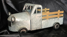 Load image into Gallery viewer, Vintage-Style Galvanized Metal Farm Pickup Truck with Wooden Bed Rails