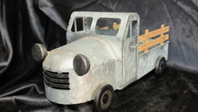 Load image into Gallery viewer, Vintage-Style Galvanized Metal Farm Pickup Truck with Wooden Bed Rails