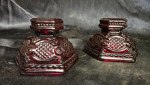 गैलरी व्यूवर में इमेज लोड करें, Vintage Avon Cape Cod Ruby Red Glass Candlestick Holders Set of 2