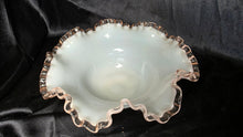 Load image into Gallery viewer, Vintage Fenton Silver Crest Milk Glass Ruffled Bowl Candy Dish Centerpiece
