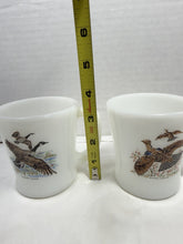 Load image into Gallery viewer, Vintage Fire-King Milk Glass Game Bird Mugs Canada Goose Ruffed Grouse Set of 2