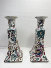 Load image into Gallery viewer, Vintage Chinese Famille Rose Porcelain Candlestick Holders Chinoiserie Pair