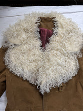 Load image into Gallery viewer, Vintage Jeno de Paris Suede Trench Coat Tibetan Lamb Fur Women's Small Rare