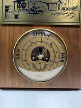 将图片加载到图库查看器,Vintage Oil Derrick Wood Plaque Barometer Thermometer Weather Station USA