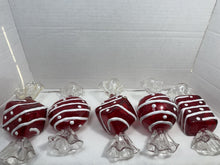 将图片加载到图库查看器,Vintage Red Acrylic Wrapped Candy Trinket Boxes Magnetic Closure Set of 6
