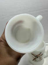 Load image into Gallery viewer, Vintage Fire-King Milk Glass Ring-Necked Pheasant Wildlife Coffee Mugs Set of 2