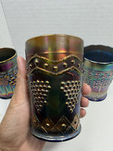 Load image into Gallery viewer, Antique Fenton Northwood Iridescent Carnival Glass Tumblers Floral Lot