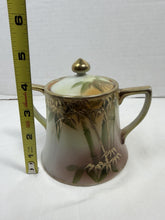 将图片加载到图库查看器,Antique T.S. Nippon Hand-Painted Bamboo Porcelain Covered Sugar Bowl Japan
