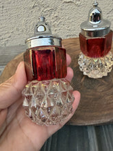 Load image into Gallery viewer, Vintage Indiana Glass Ruby Red Flash Diamond Point Crown Salt Pepper Shakers