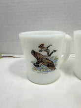 Load image into Gallery viewer, Vintage Fire-King Milk Glass Game Bird Mugs Canada Goose Ruffed Grouse Set of 2