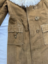 Load image into Gallery viewer, Vintage Jeno de Paris Suede Trench Coat Tibetan Lamb Fur Women's Small Rare
