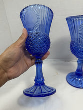 Load image into Gallery viewer, Vintage 1976 Avon Fostoria Cobalt Blue George Martha Washington Goblets Pair