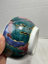 Load image into Gallery viewer, Vintage Hand Painted Studio Pottery Lidded Round Dish Abstract Glaze Ceramic