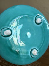 Load image into Gallery viewer, Vintage Mid Century Turquoise Ceramic Cigar Ashtray Low Bowl Art Pottery MCM