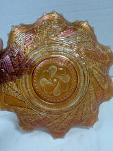 Charger l'image dans la galerie, Vintage Brockwitz Curved Star Marigold Iridescent Carnival Glass Bowl
