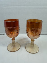 Load image into Gallery viewer, Vintage Fenton Marigold Carnival Glass Orange Tree Pattern Wine Goblets Pair