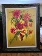 Cargar imagen en el visor de la galería, Large Signed Original Floral Acrylic Painting in Custom Frame – 48" x 38"