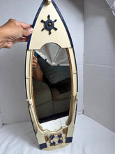 将图片加载到图库查看器,Nautical Boat Shaped Wall Mirror Coastal Beach House Wooden Decor with Oars