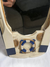 将图片加载到图库查看器,Nautical Boat Shaped Wall Mirror Coastal Beach House Wooden Decor with Oars