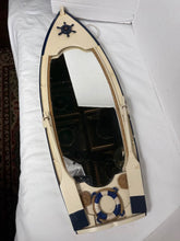 将图片加载到图库查看器,Nautical Boat Shaped Wall Mirror Coastal Beach House Wooden Decor with Oars