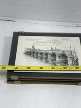 गैलरी व्यूवर में इमेज लोड करें, Vintage Maastricht Triptych Set of 3 B&W Ink Sketches on Wood, Netherlands