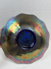 Cargar imagen en el visor de la galería, Antique Fenton Captive Rose Blue Iridescent Carnival Glass Plate c. 1911
