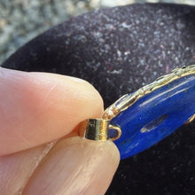 Load image into Gallery viewer, Vintage 14K Yellow Gold Lapis Lazuli Good Fortune Donut Pendant Chinese Symbol