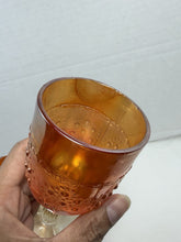 Load image into Gallery viewer, Vintage Fenton Marigold Carnival Glass Orange Tree Pattern Wine Goblets Pair