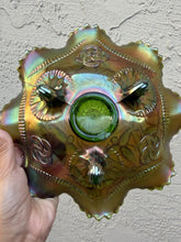 Load image into Gallery viewer, Antique Northwood Amethyst Wishbone Carnival Glass Ruffled Footed Bowl 8.5"